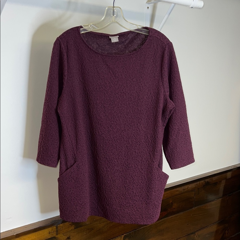 Chico's Rich Purple 3/4 Sleeve Top- L‎